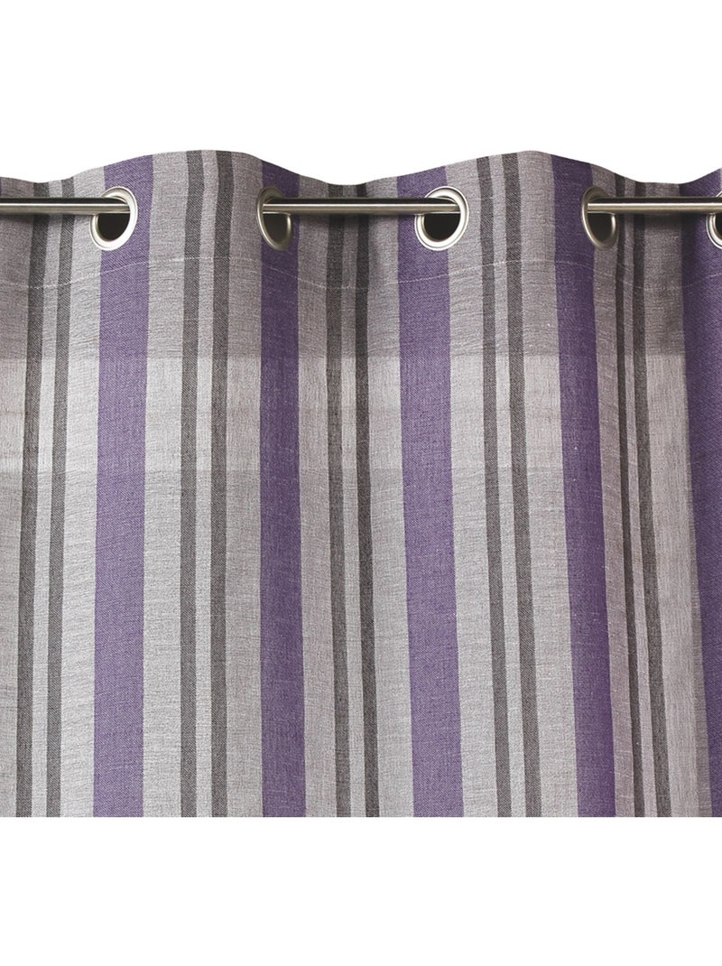 Voilage en étamine rayée verticale Violet prune - Kiabi