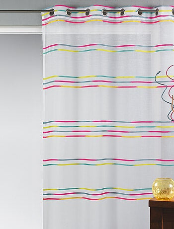 Voilage en étamine tissée de fines rayures horizontales