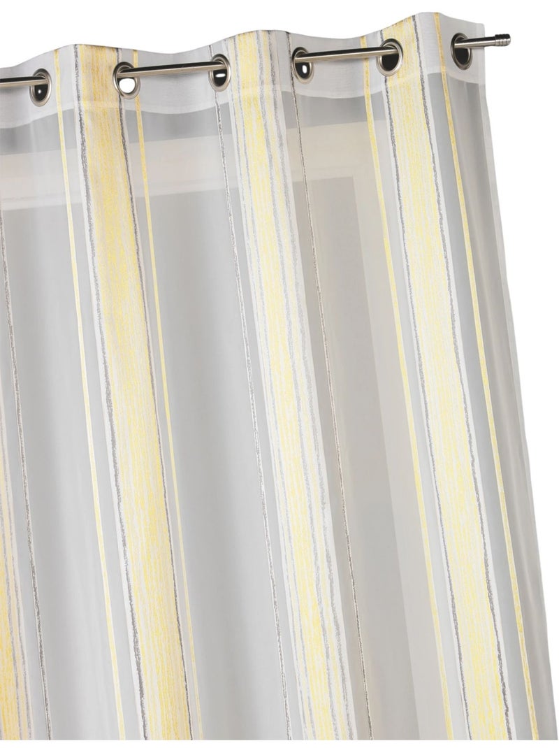 Voilage en jacquard à fines rayures verticales Jaune - Kiabi