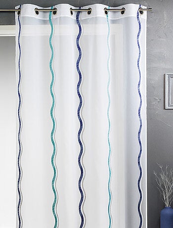 Voilage en jacquard à rayures verticales ondulées