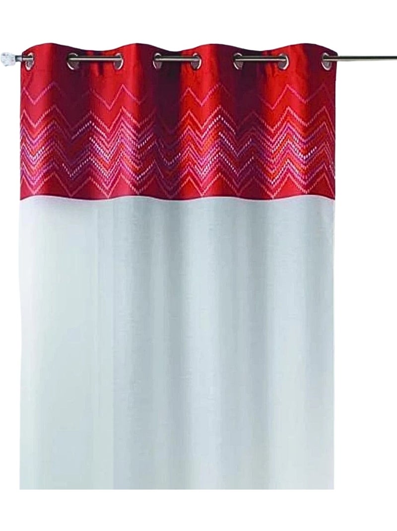 Voilage en jacquard avec parement haut "chevron" Terracotta - Kiabi