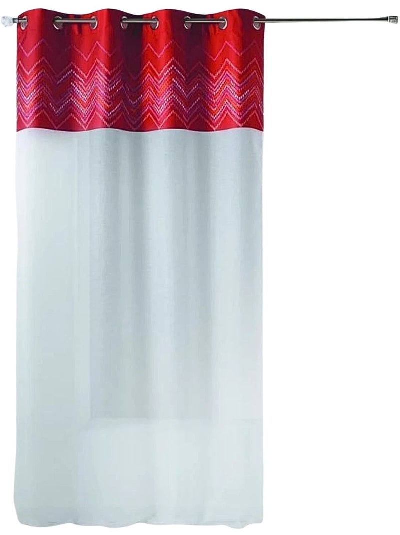 Voilage en jacquard avec parement haut "chevron" Terracotta - Kiabi