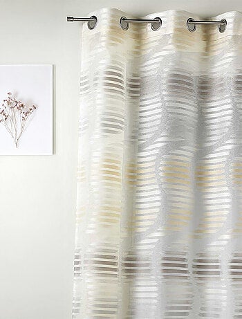 Voilage en jacquard fantaisie à rayures verticales ondulées