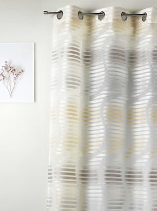 Voilage en jacquard fantaisie à rayures verticales ondulées