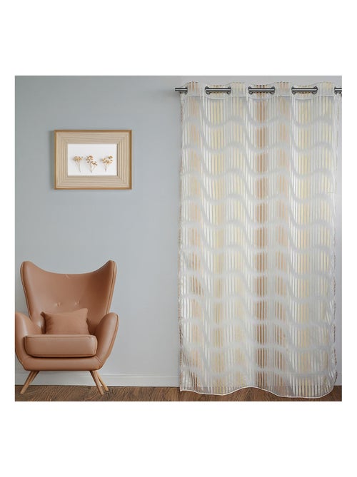 Voilage en jacquard fantaisie à rayures verticales ondulées - Kiabi