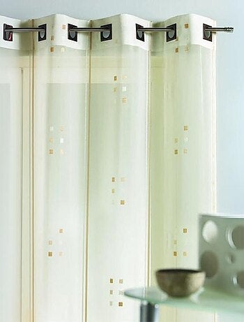 Voilage en Jacquard Fils Coupés 'Carrés'