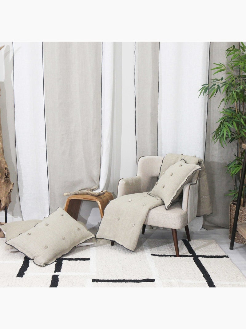 Voilage en lin à œillets Beige clair - Kiabi