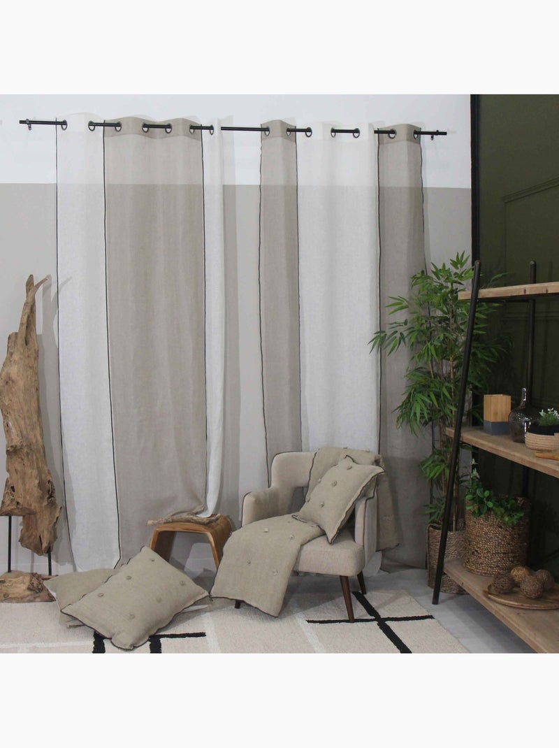Voilage en lin à œillets Beige clair - Kiabi