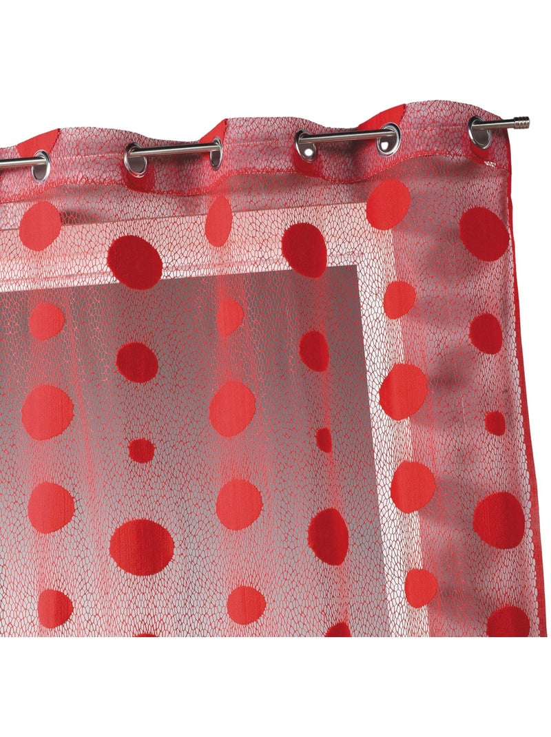 Voilage en maille  - effet filet à pois Rouge - Kiabi