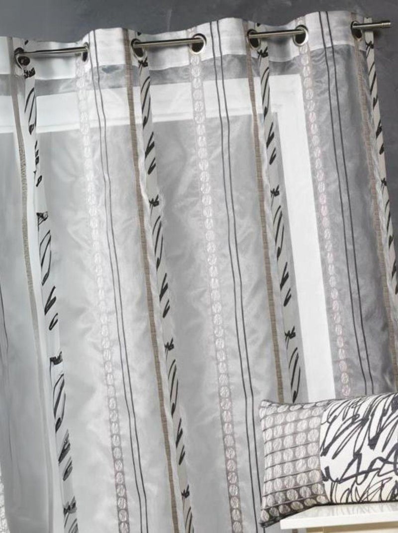 Voilage en organza à fines rayures zébrées Gris clair - Kiabi