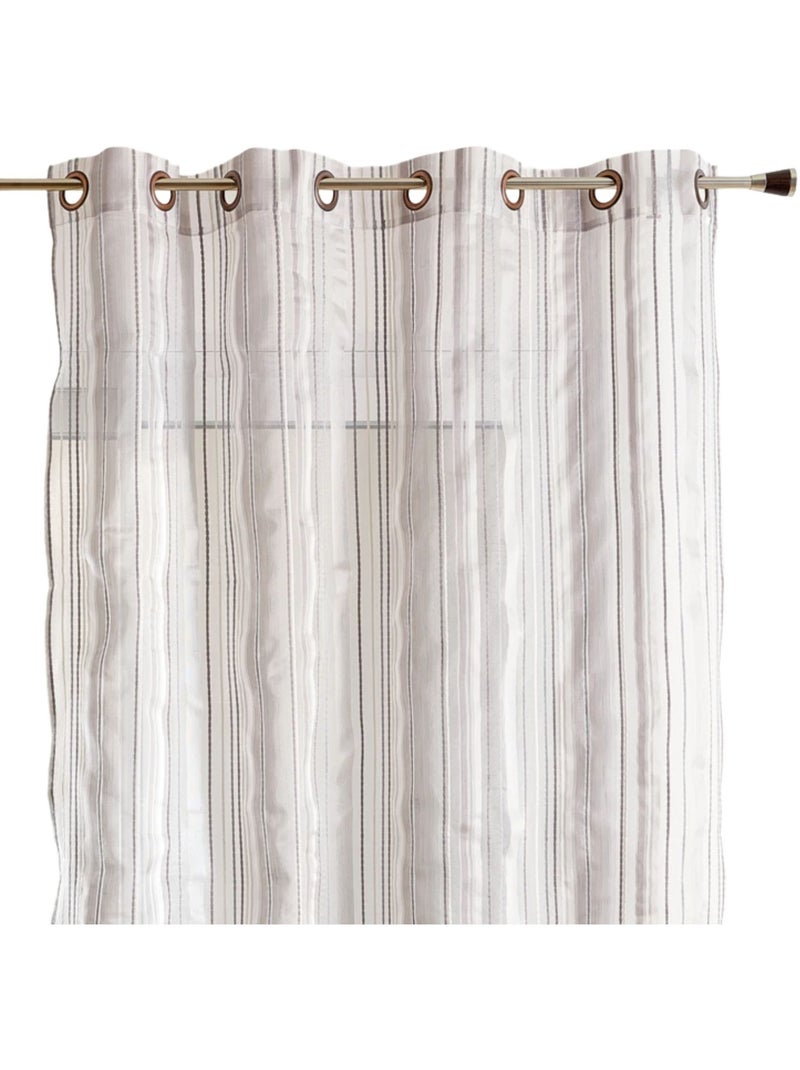 Voilage en organza à rayures Gris clair - Kiabi