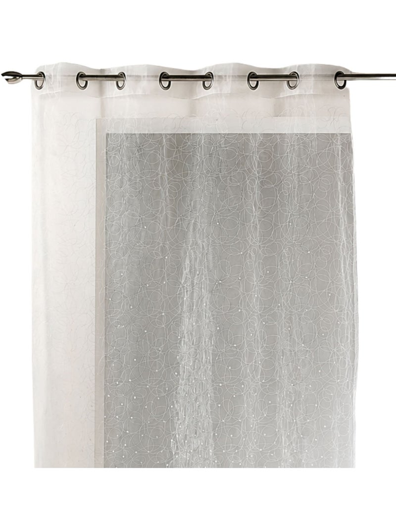 Voilage en organza dévoré et brodé Blanc - Kiabi