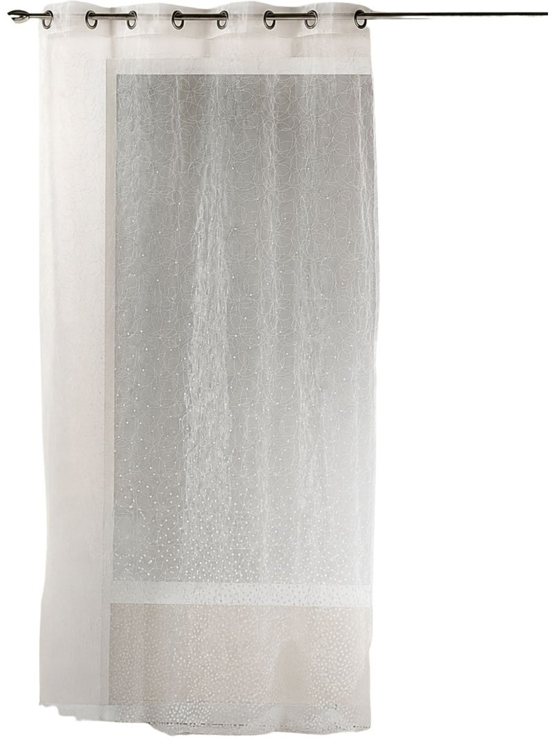 Voilage en organza dévoré et brodé Blanc - Kiabi