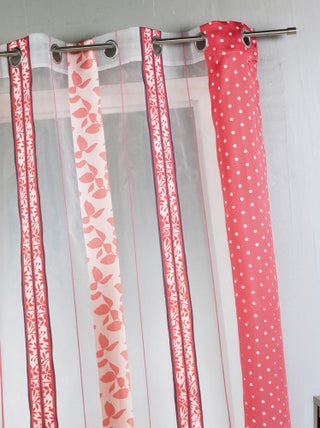 Voilage en organza jacquard à rayures verticales à motifs