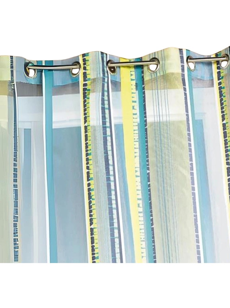Voilage en organza jacquard à rayures verticales Bleu pétrole - Kiabi