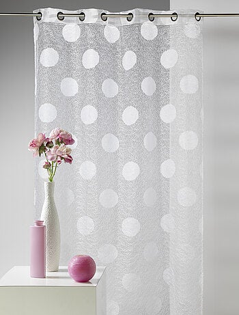 Voilage en Organza Jacquard brodé motif gros rond