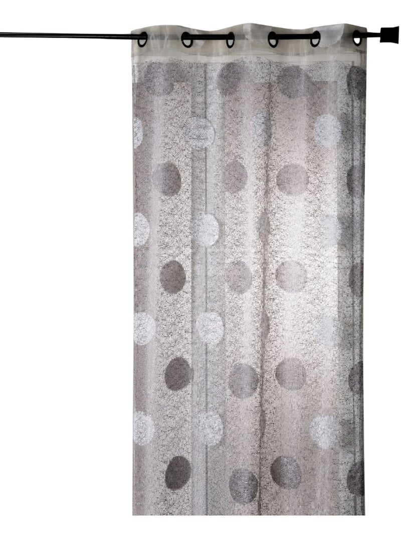 Voilage en Organza Jacquard brodé motif gros rond Gris clair - Kiabi