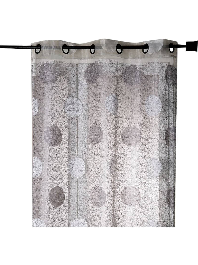 Voilage en Organza Jacquard brodé motif gros rond Gris clair - Kiabi