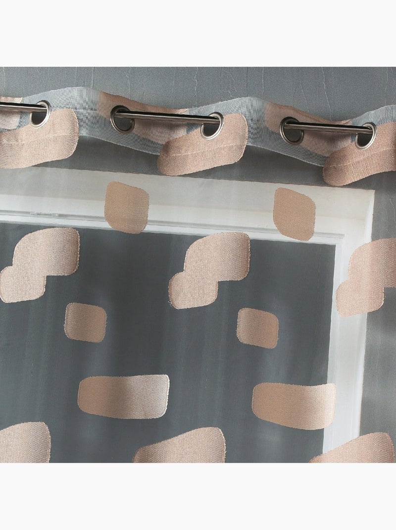 Voilage en organza jacquard et briques colorées Beige - Kiabi