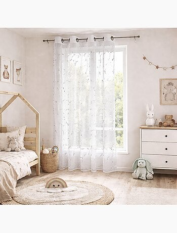 Voilage enfant motifs feuilles volantes