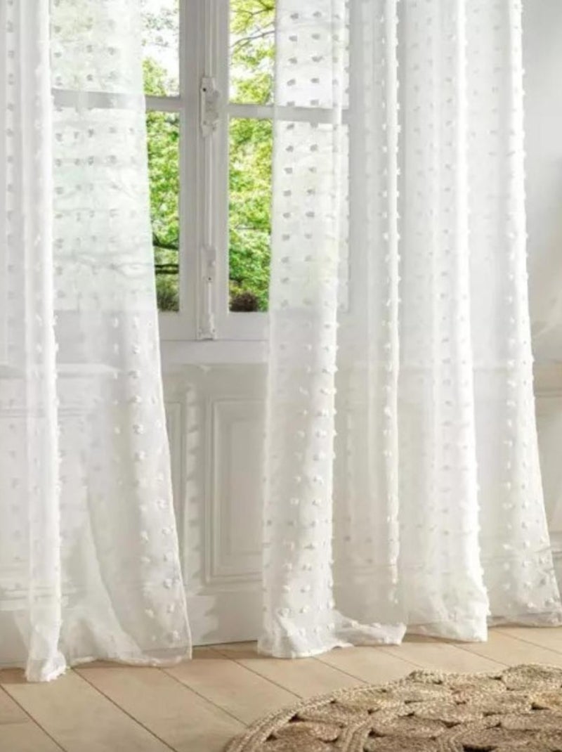 Voilage enfant petits pompons Blanc - Kiabi