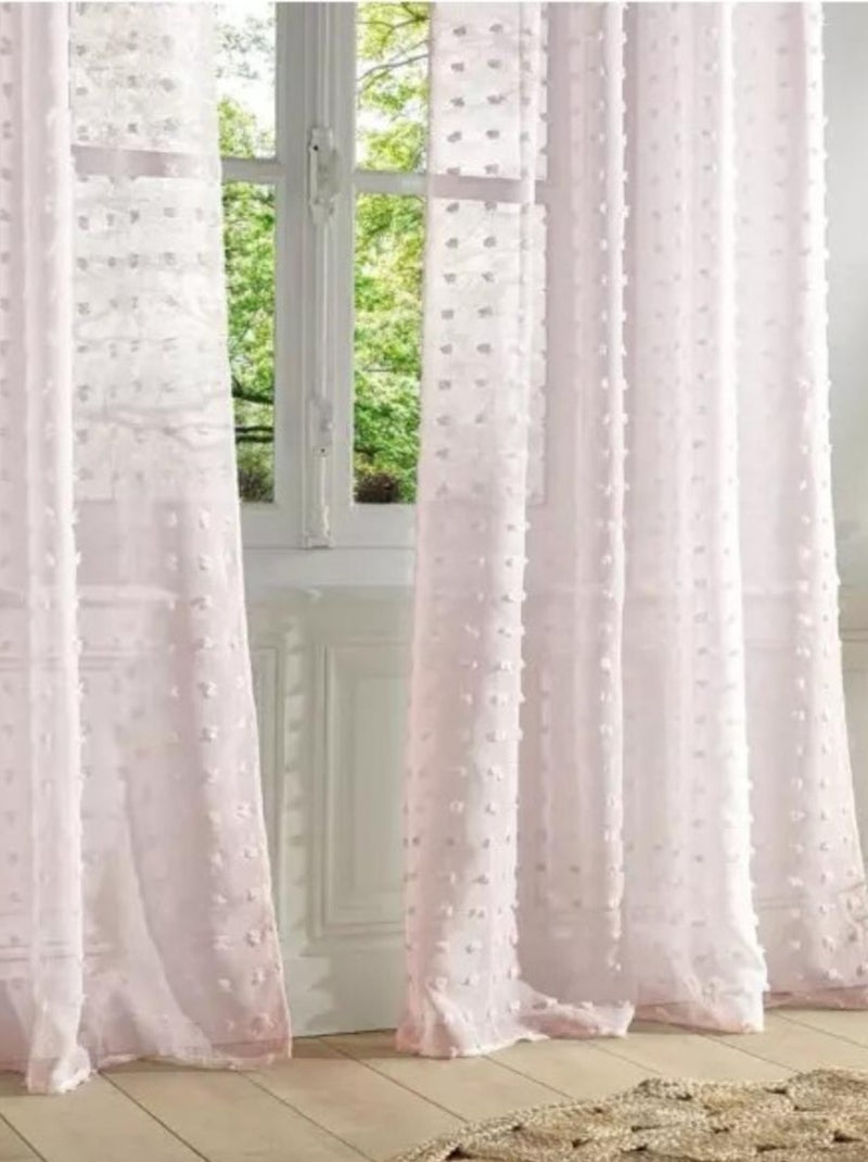 Voilage enfant petits pompons Rose clair - Kiabi