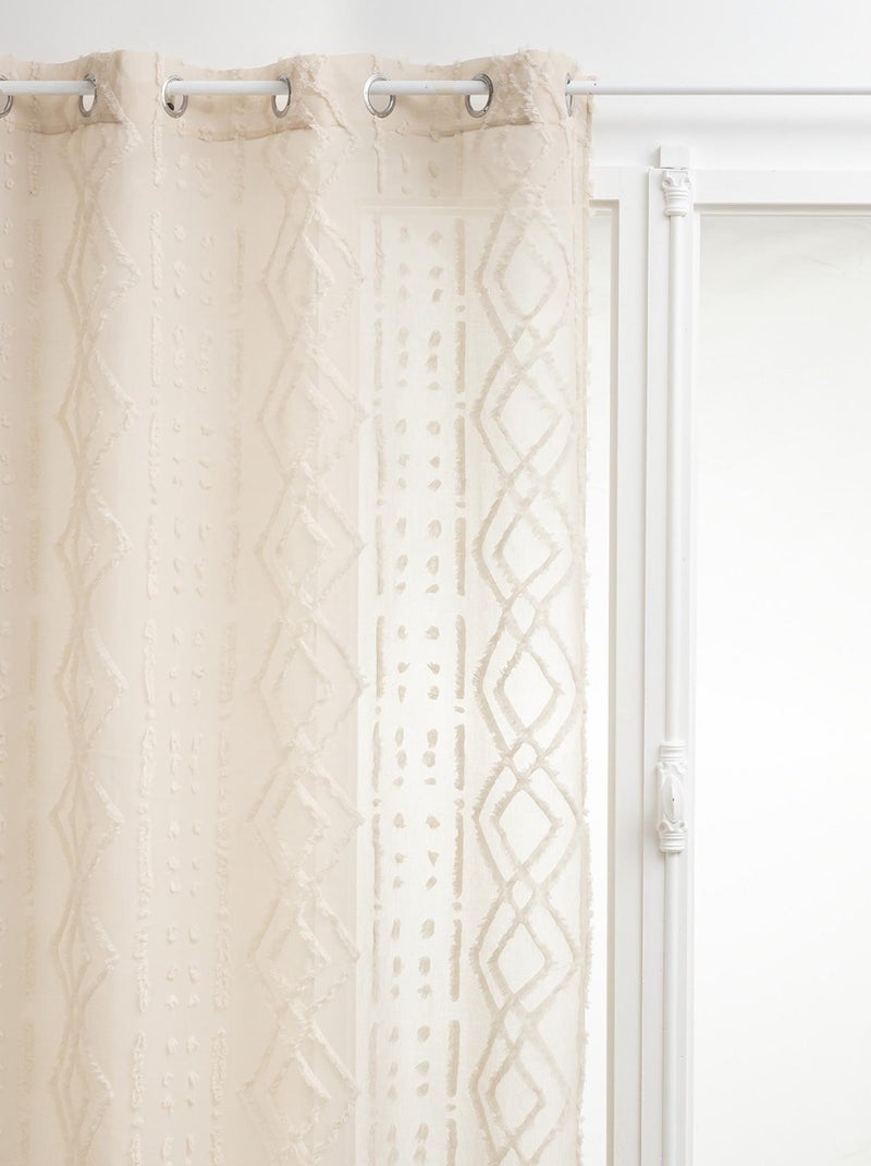 Voilage épuré à jacquard Beige - Kiabi