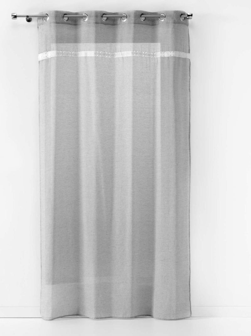 Voilage fantaisie  -  - Effet lin Gris clair - Kiabi