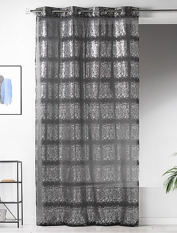 Voilage fantaisie à imprimés argentés