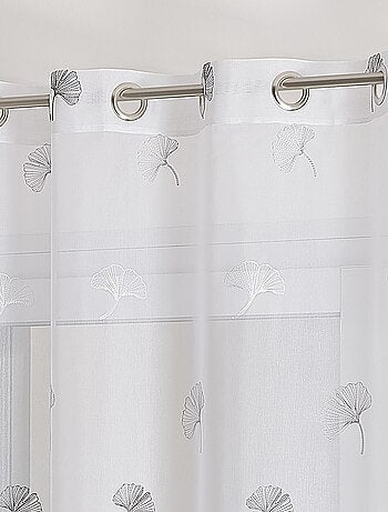 Voilage fantaisie brodé feuilles de gingko