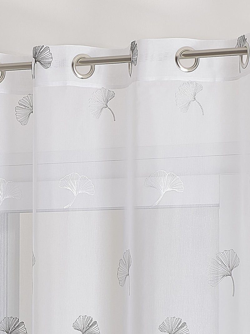 Voilage fantaisie brodé feuilles de gingko Gris clair - Kiabi