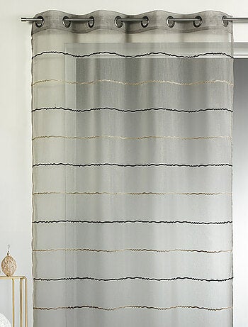 Voilage fantaisie en étamine à rayures horizontales