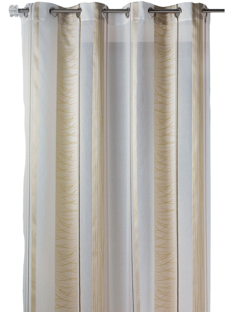 Voilage fantaisie en organza à rayures verticales design Bois naturel - Kiabi