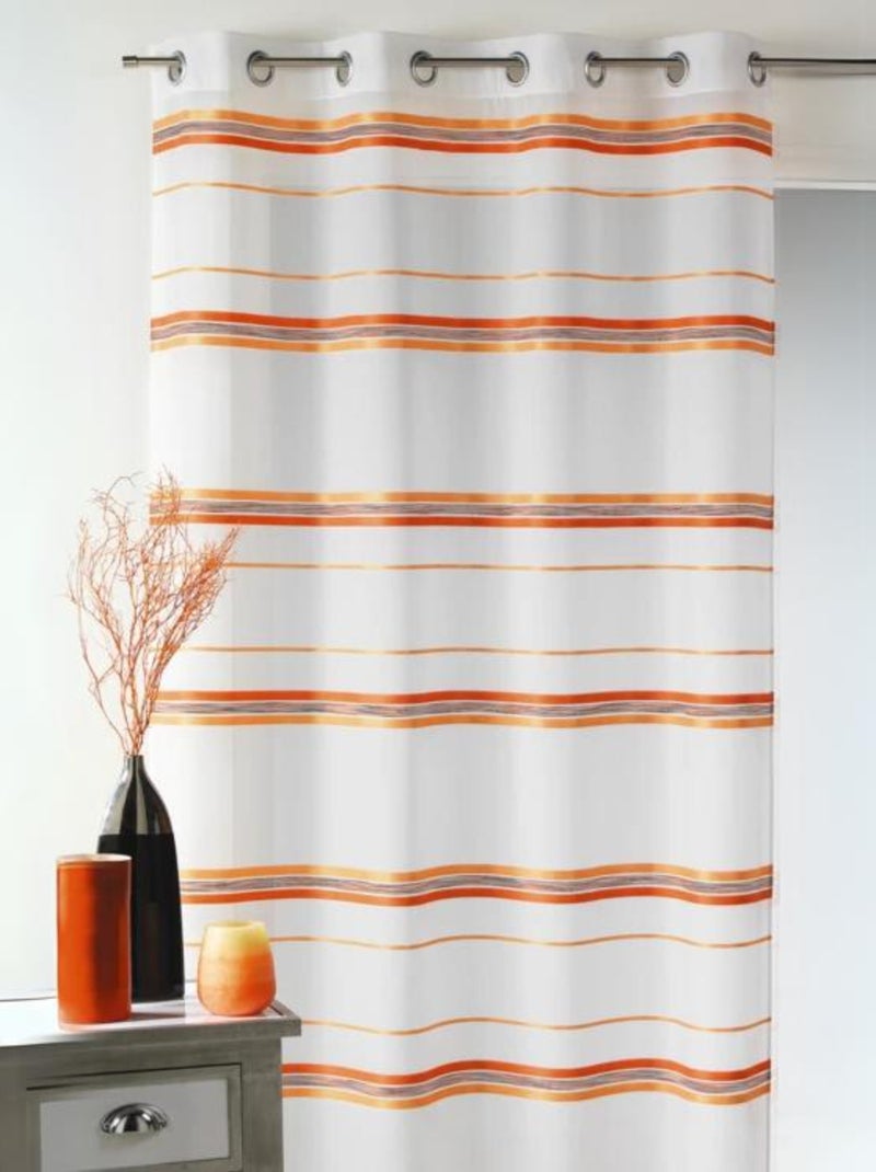 Voilage fantaisie tissé rayure horizontale Terracotta - Kiabi