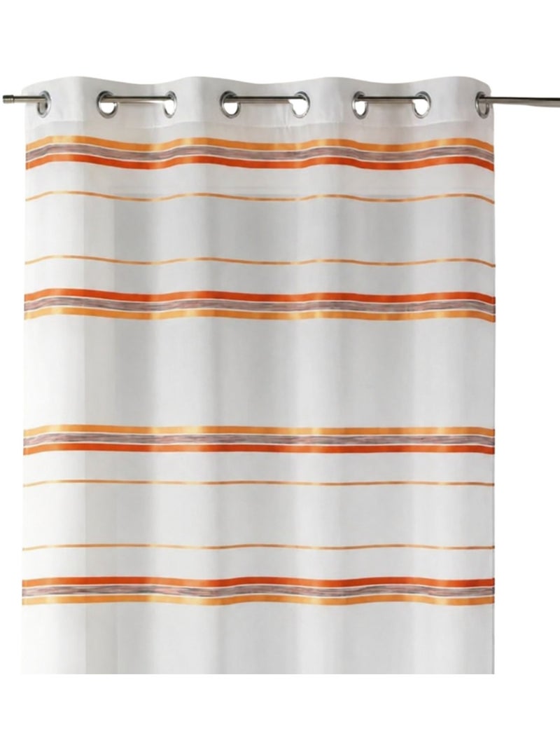 Voilage fantaisie tissé rayure horizontale Terracotta - Kiabi