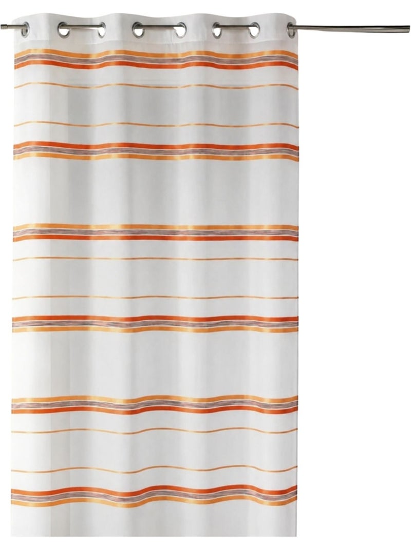 Voilage fantaisie tissé rayure horizontale Terracotta - Kiabi