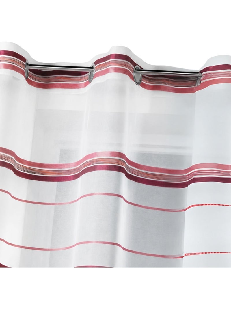 Voilage fantaisie tissé rayure horizontale Vieux rose - Kiabi