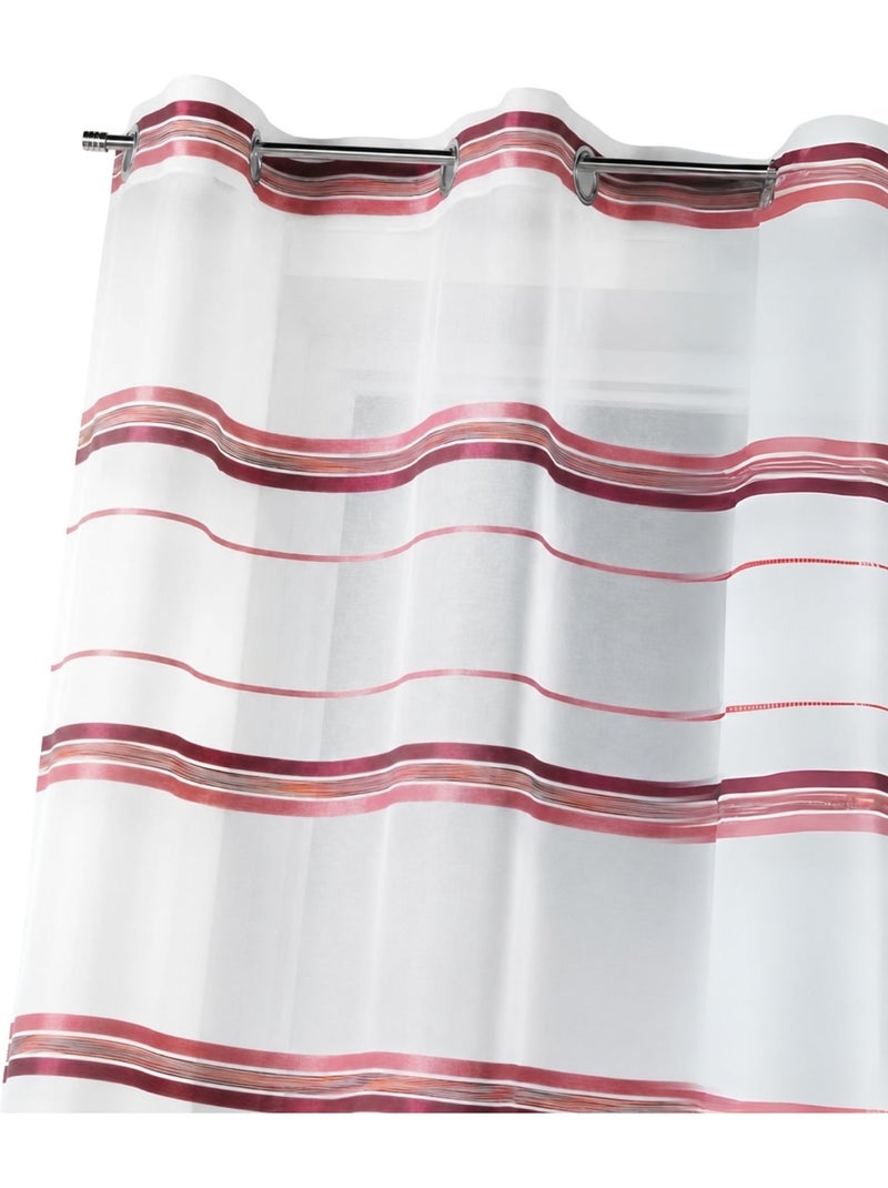 Voilage fantaisie tissé rayure horizontale Vieux rose - Kiabi
