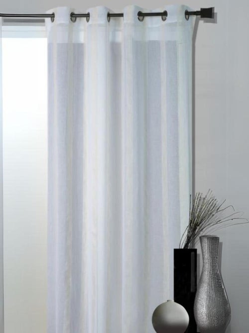 Voilage Fantaisie Tissée Rayures Blanc - Kiabi