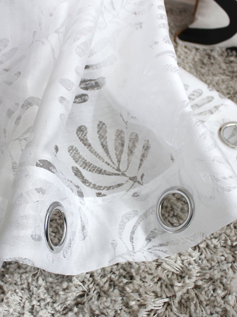 Voilage feuillage abstrait Blanc - Kiabi