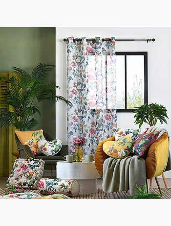 Voilage feuillage et oiseau