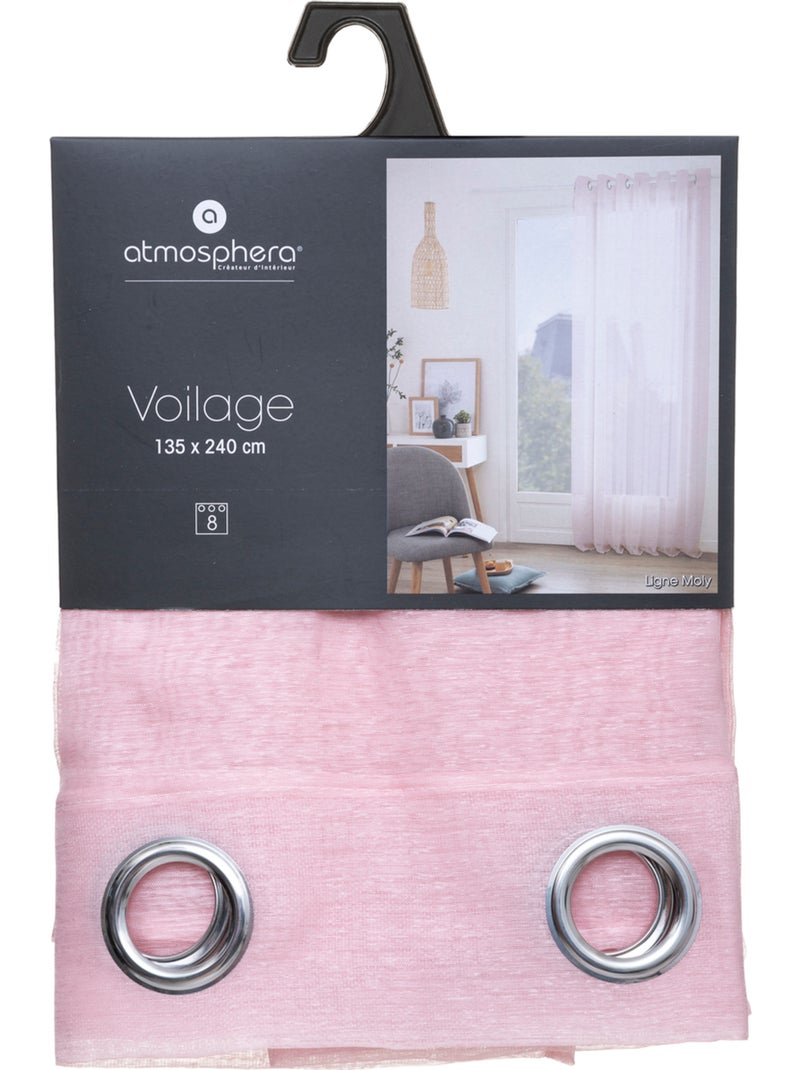 Voilage fin uni à oeillets Rose clair - Kiabi