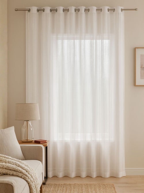 Voilage fines rayures brodées avec grande largeur - Kiabi