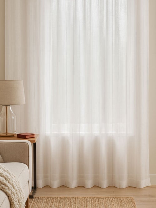 Voilage fines rayures brodées avec grande largeur - Kiabi