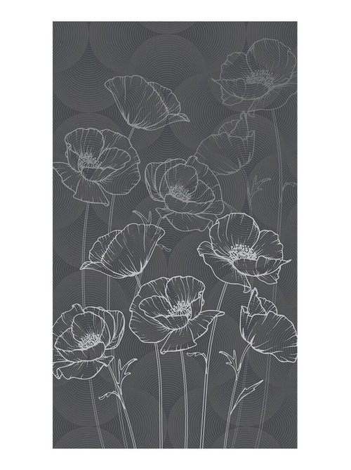 Voilage fleurs blanche minimaliste sur fond noir - 1 pièce - L 140 cm x H 245 cm - Kiabi