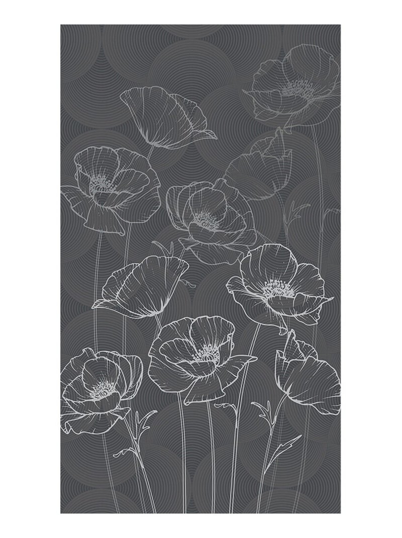 Voilage fleurs blanche minimaliste sur fond noir - 1 pièce - L 140 cm x H 245 cm Multicolore - Kiabi