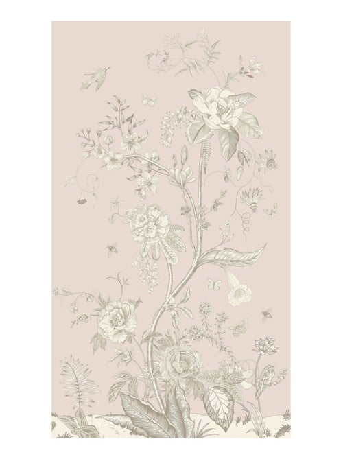 Voilage fleurs blanches sur fond rose - 1 pièce - L 140 cm x H 245 cm - Kiabi