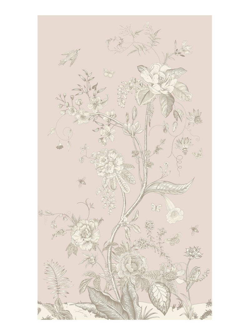 Voilage fleurs blanches sur fond rose - 1 pièce - L 140 cm x H 245 cm Multicolore - Kiabi