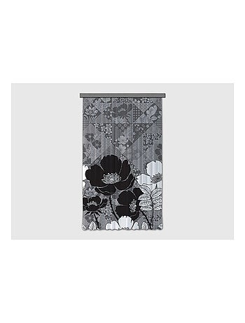 Voilage fleurs noir et blanc - 1 pièce - L 140 cm x H 245 cm