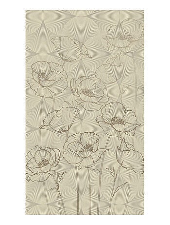 Voilage fleurs noir minimaliste sur fond beige - 1 pièce - L 140 cm x H 245 cm